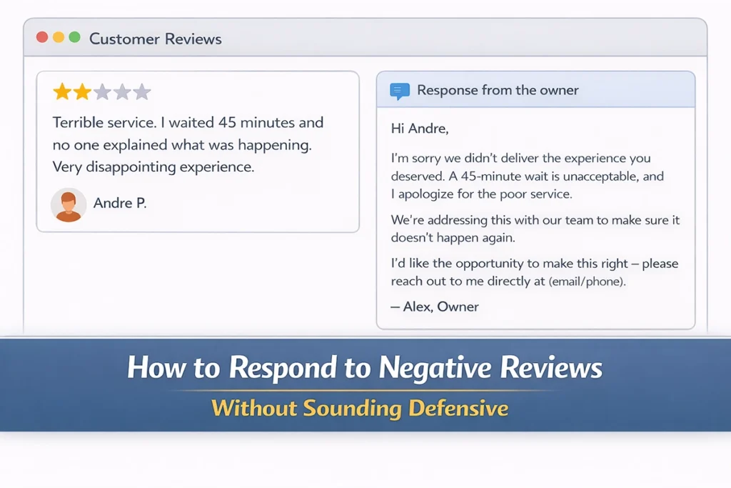 Example of responding professionally to a negative online review