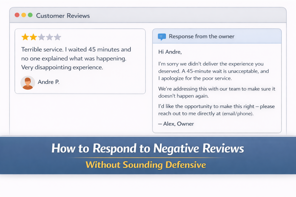Example of responding professionally to a negative online review
