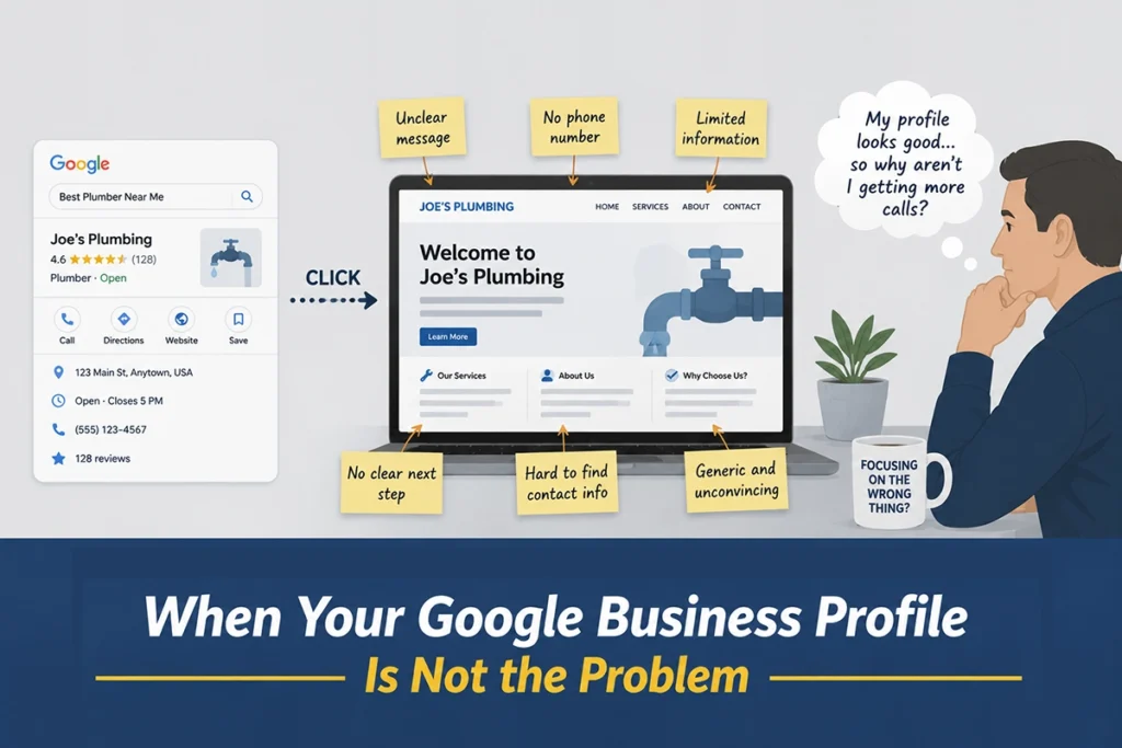 Business owner focusing on Google while website issues create problems further along the customer journey